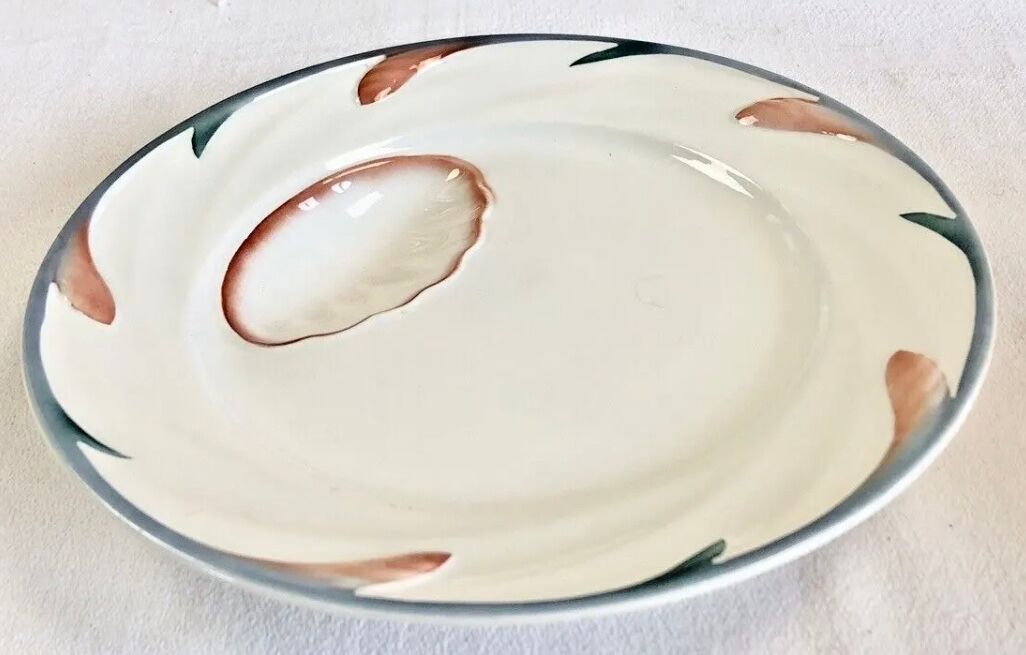 Set of 6 old Digoin Sarreguemines asparagus slushie plates
