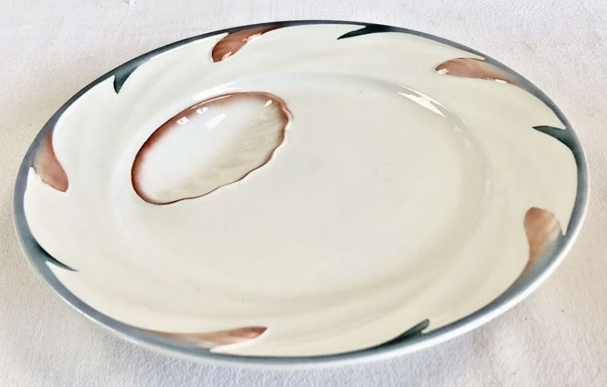 Set of 6 old Digoin Sarreguemines asparagus slushie plates