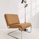 Vintage cantilever armchair. Brown faux leather upholstery. 60s
