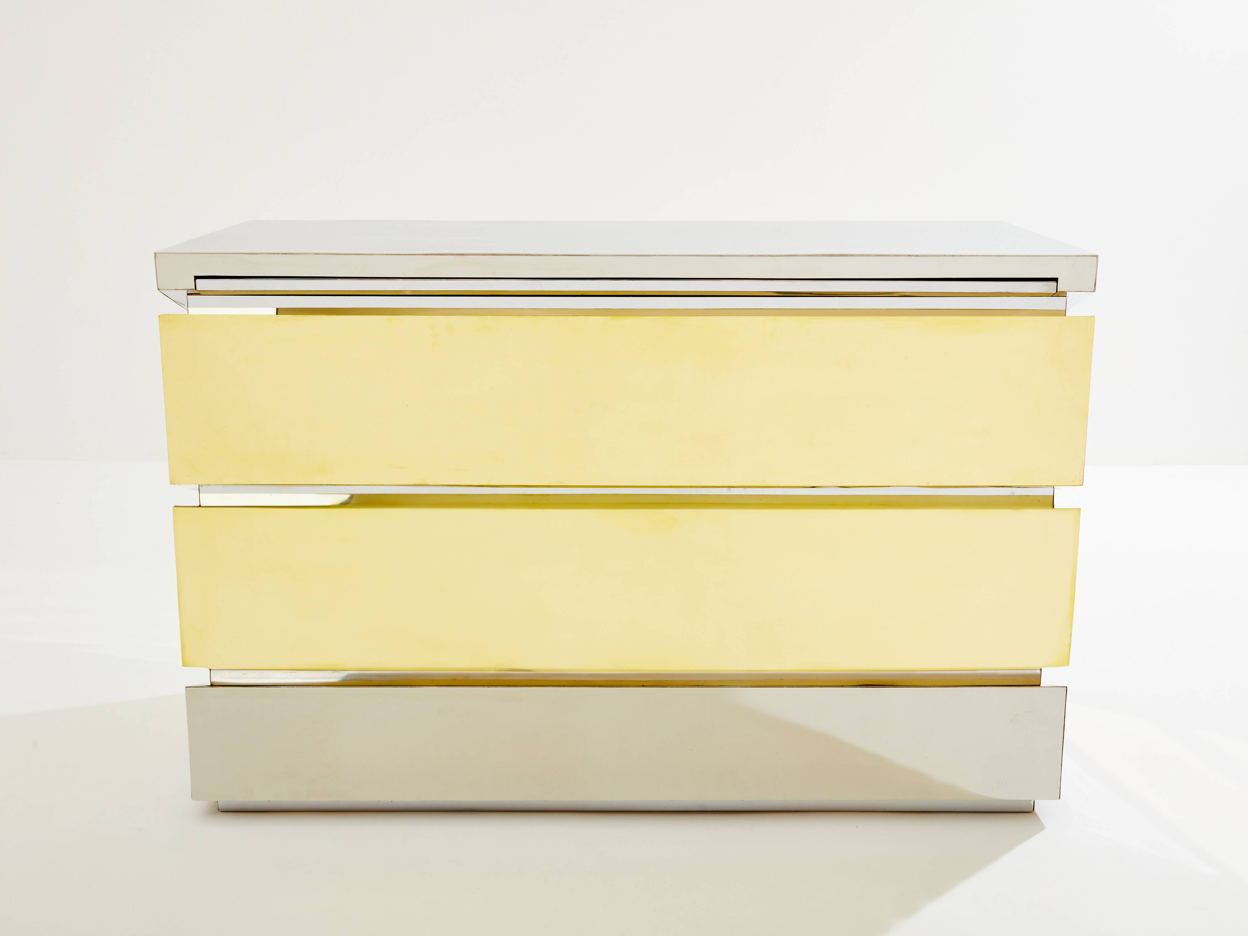 Gabriella Crespi model Mr Mme chest of drawers chrome brass 1972