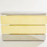 Commode chrome laiton 1972 Gabriella Crespi modèle Mr Mme