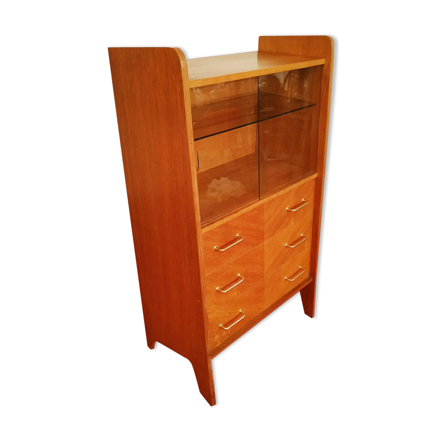 Vintage glass-fronted chest of drawers/bookshelf