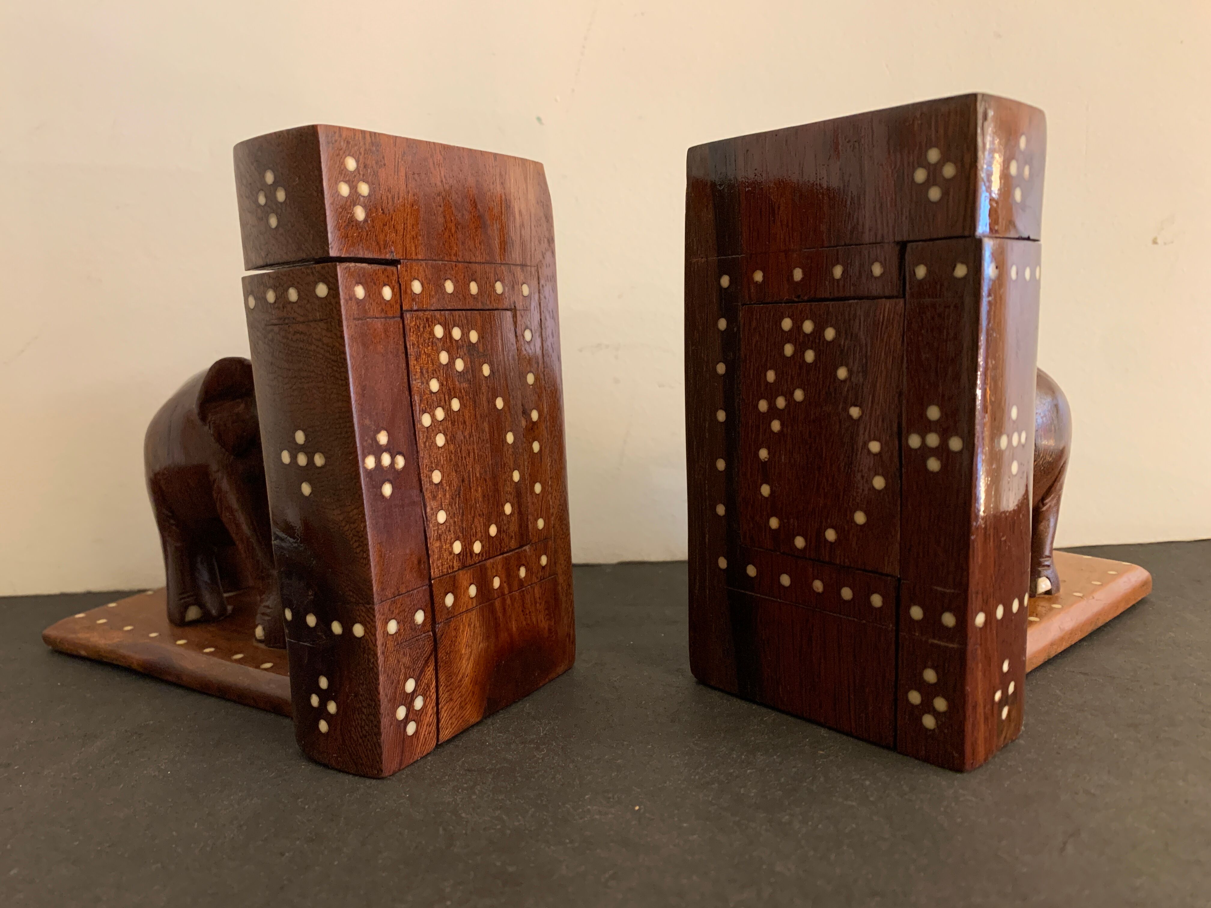 Pair of greenhouses books elephants in teak, 1970