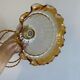 Suspension with vintage amber glass lampshade