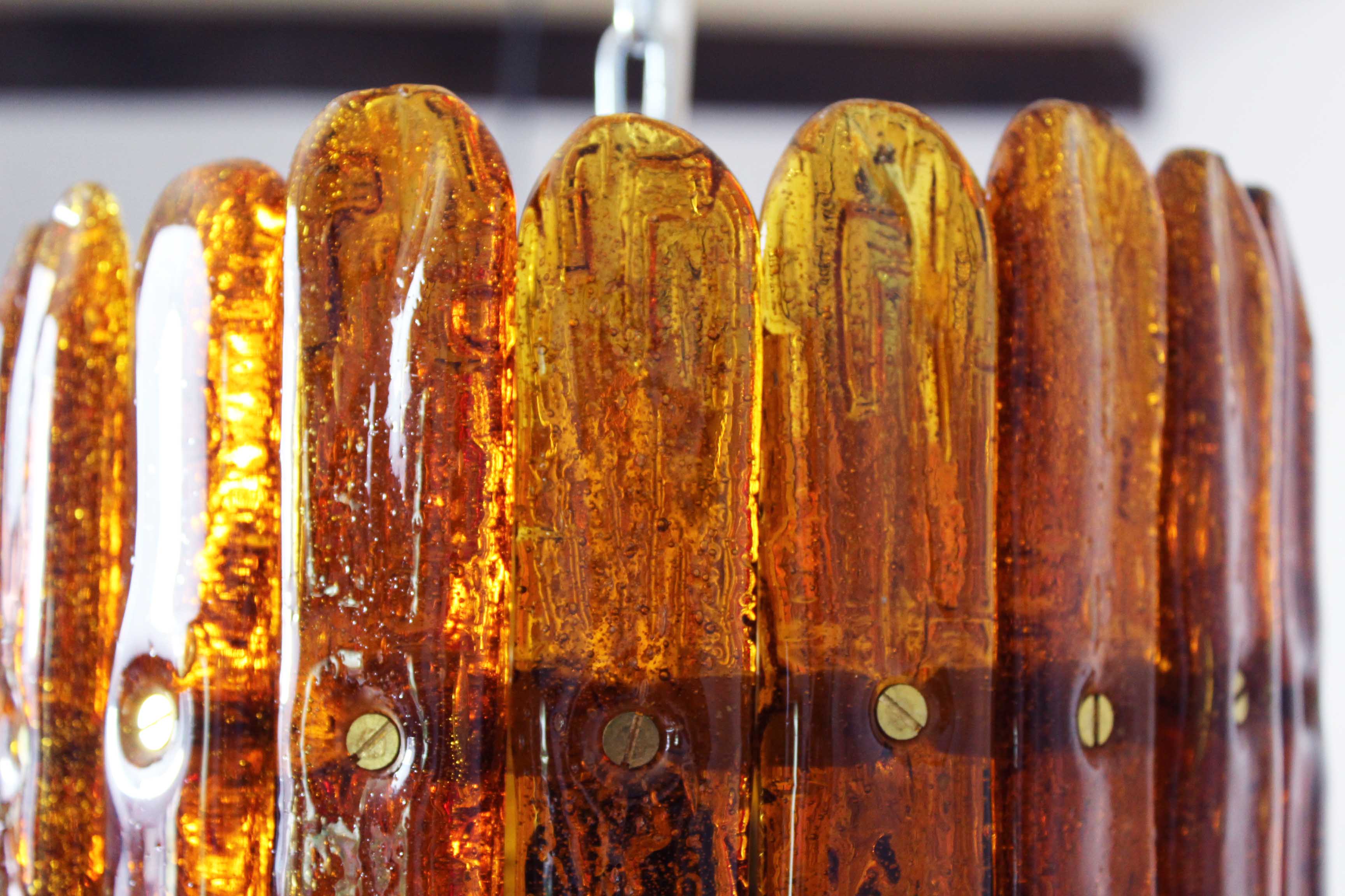 Amber glass pendant lamp