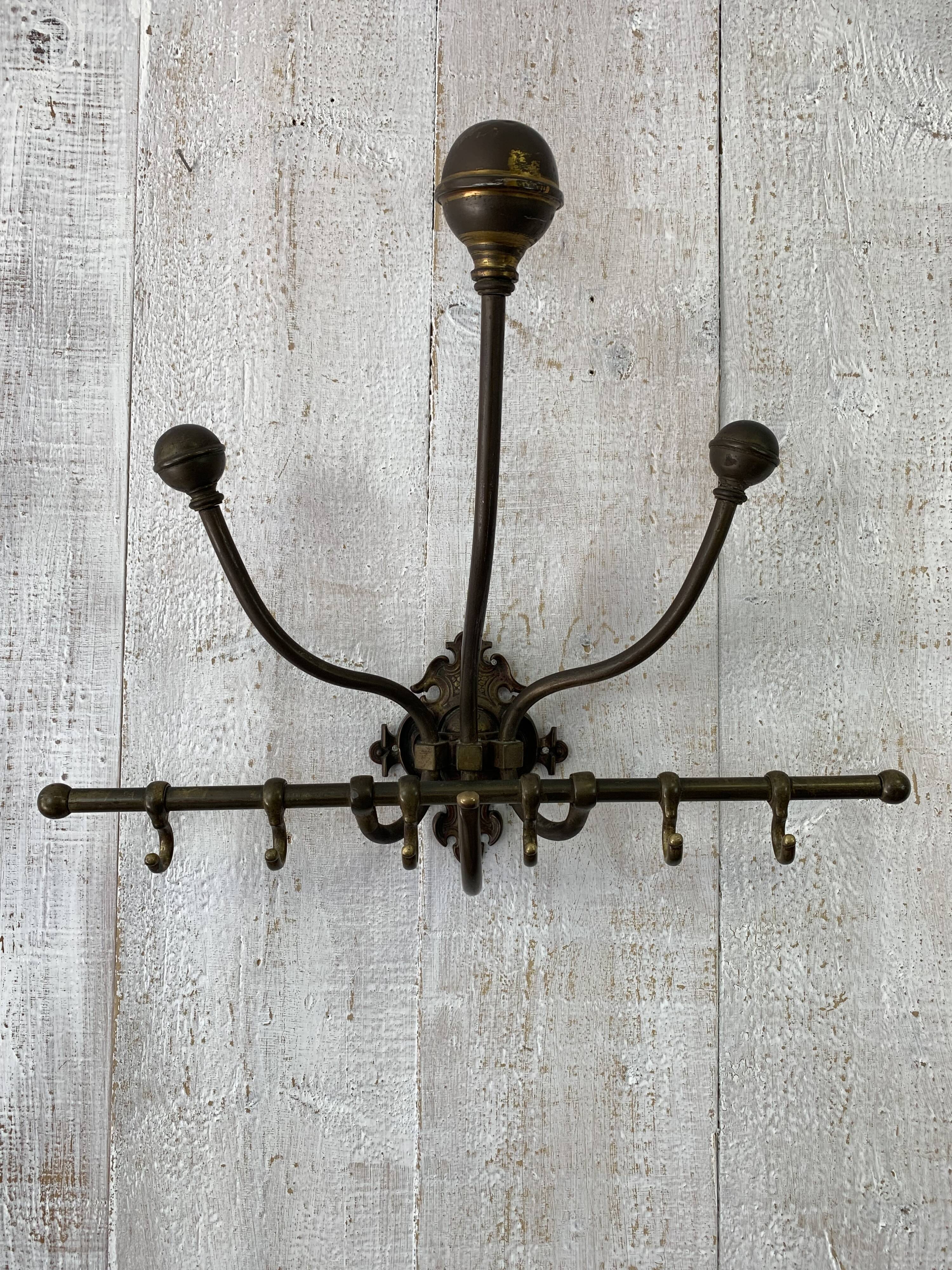 Brass wall coat rack