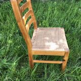 Chaise bois et corde vintage années 60