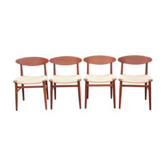 Suite of 4 Scandinavian teak chairs