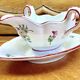 Old sauceboat earthenware Lunéville model lantern pink tulip