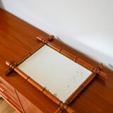 Bamboo effect wooden barber mirror 55 x 41 cm