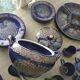 Vintage blue Taous dinnerware set of 21 pieces in very good overall condition.