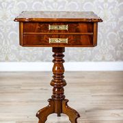 Table de couture antique Louis Philippe avec plateau marqueté, 1860