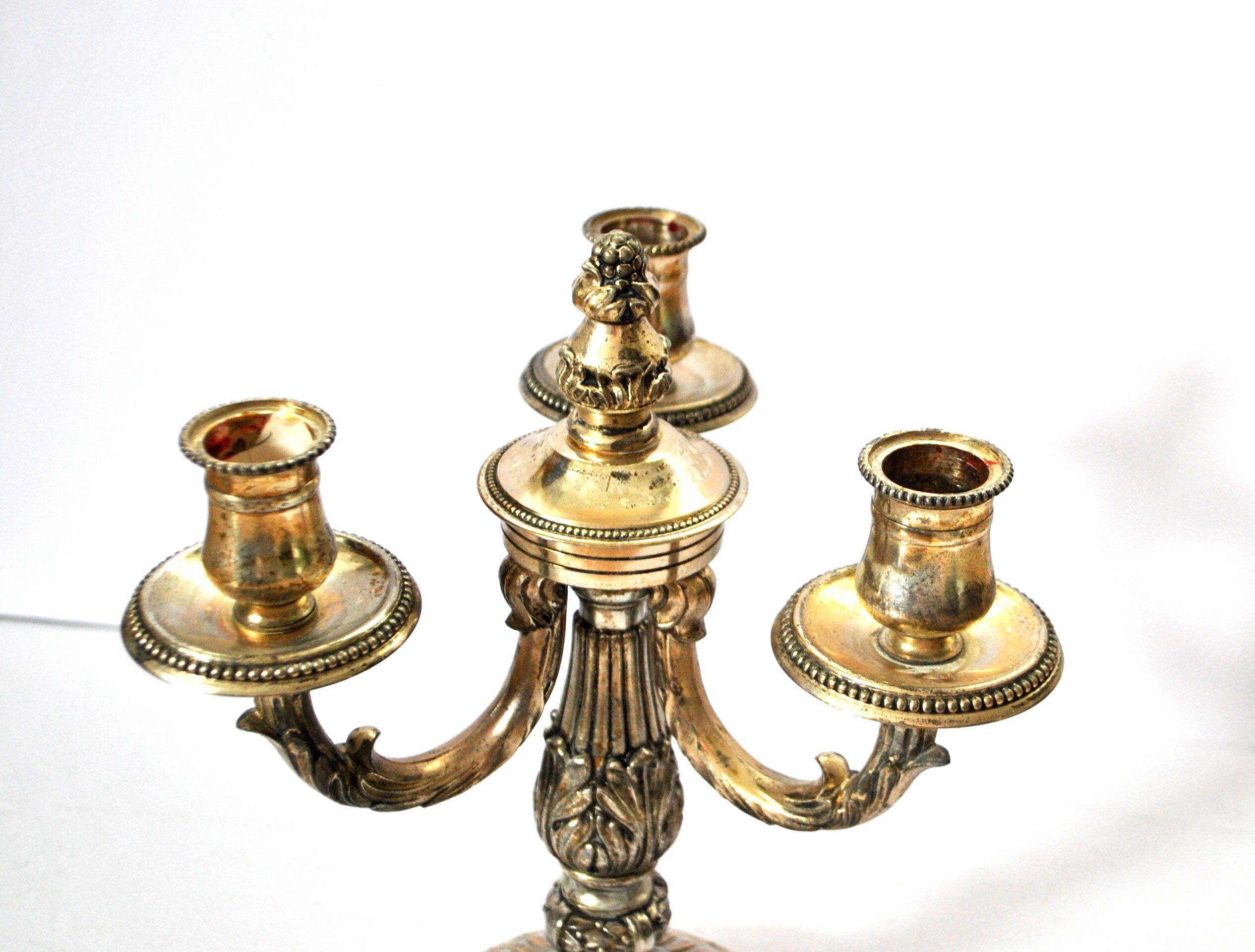 Vintage candlestick holder - 3-light metal candelabra