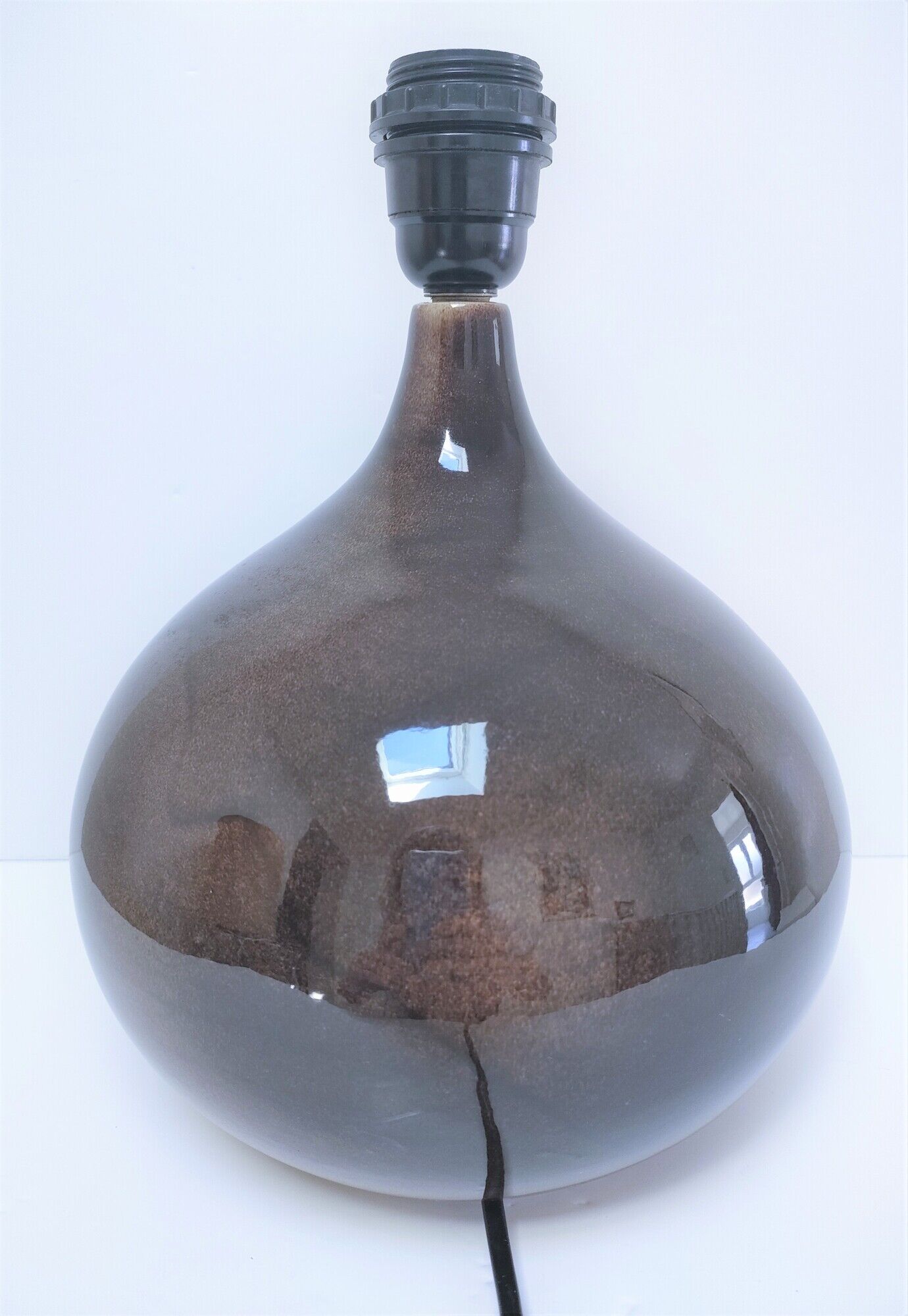 Lampe céramique signée abat-jour herbier hauteur 59 cm