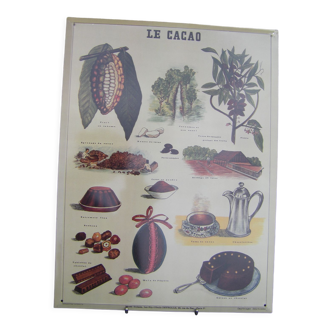 Plaque publicitaire  métallique "Le cacao"