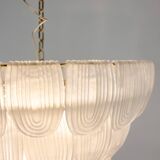 Translucent white Murano glass chandelier. Italy, contemporary work.
