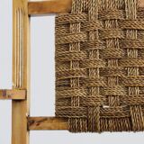 Ensemble de 2 fauteuils brutalistes espagnols en bois sculpté et tressé en jonc -