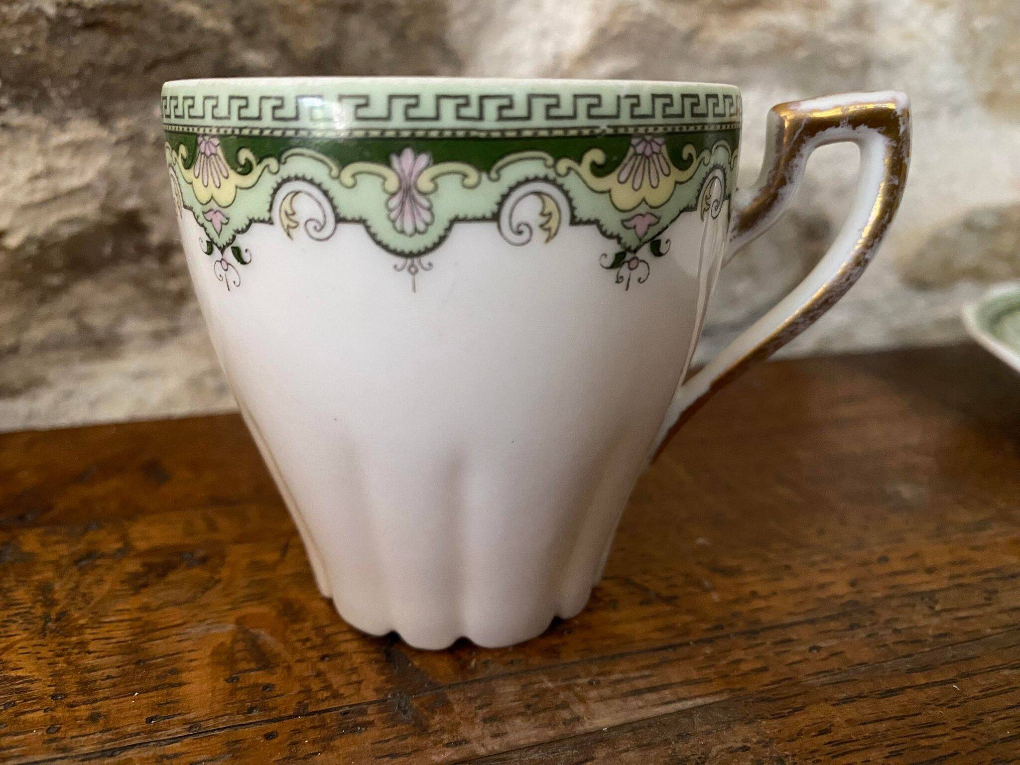 Green decorative cup Limoge porcelain