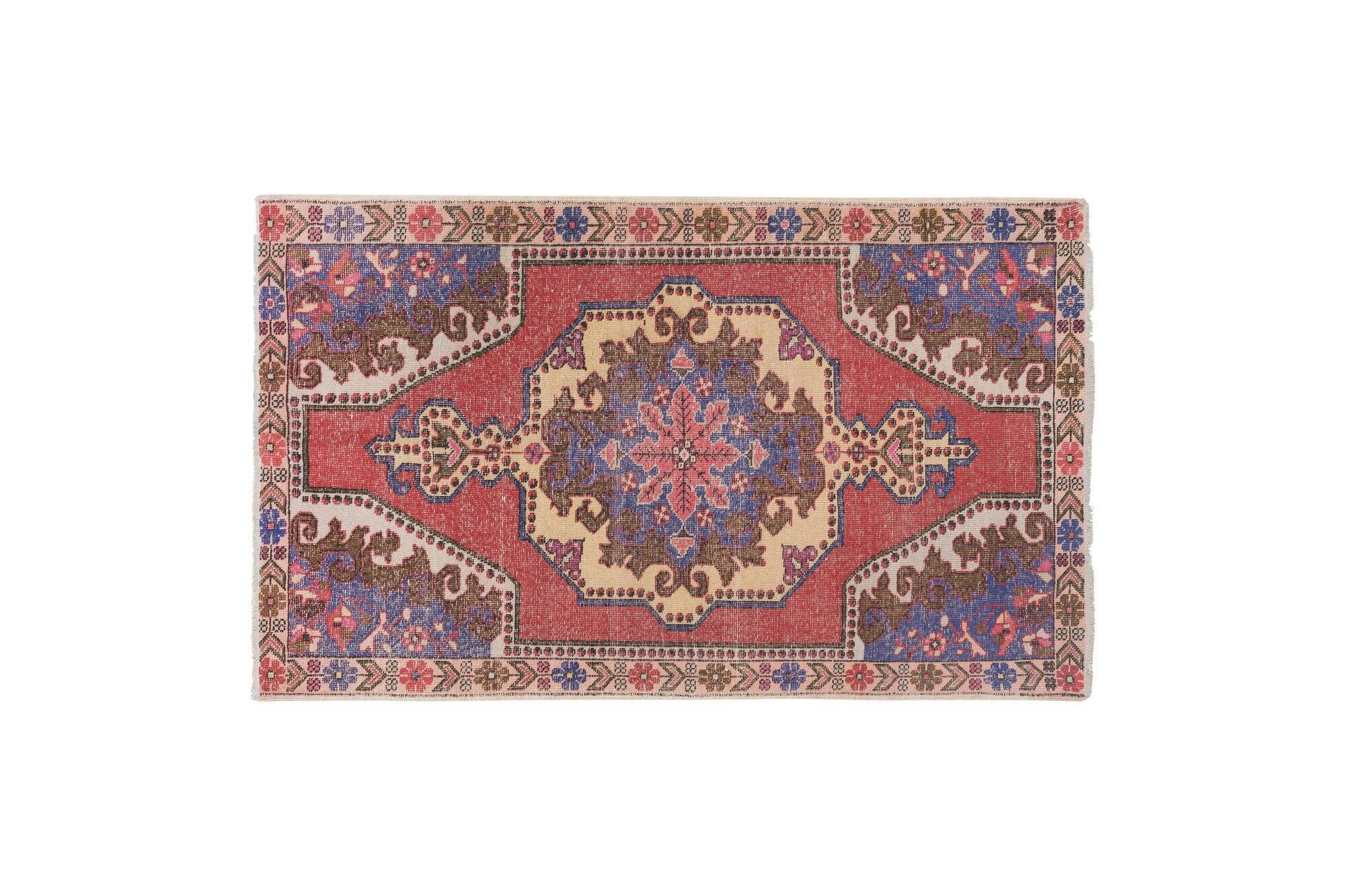 Vintage Turkish handmade rug 137x222 cm
