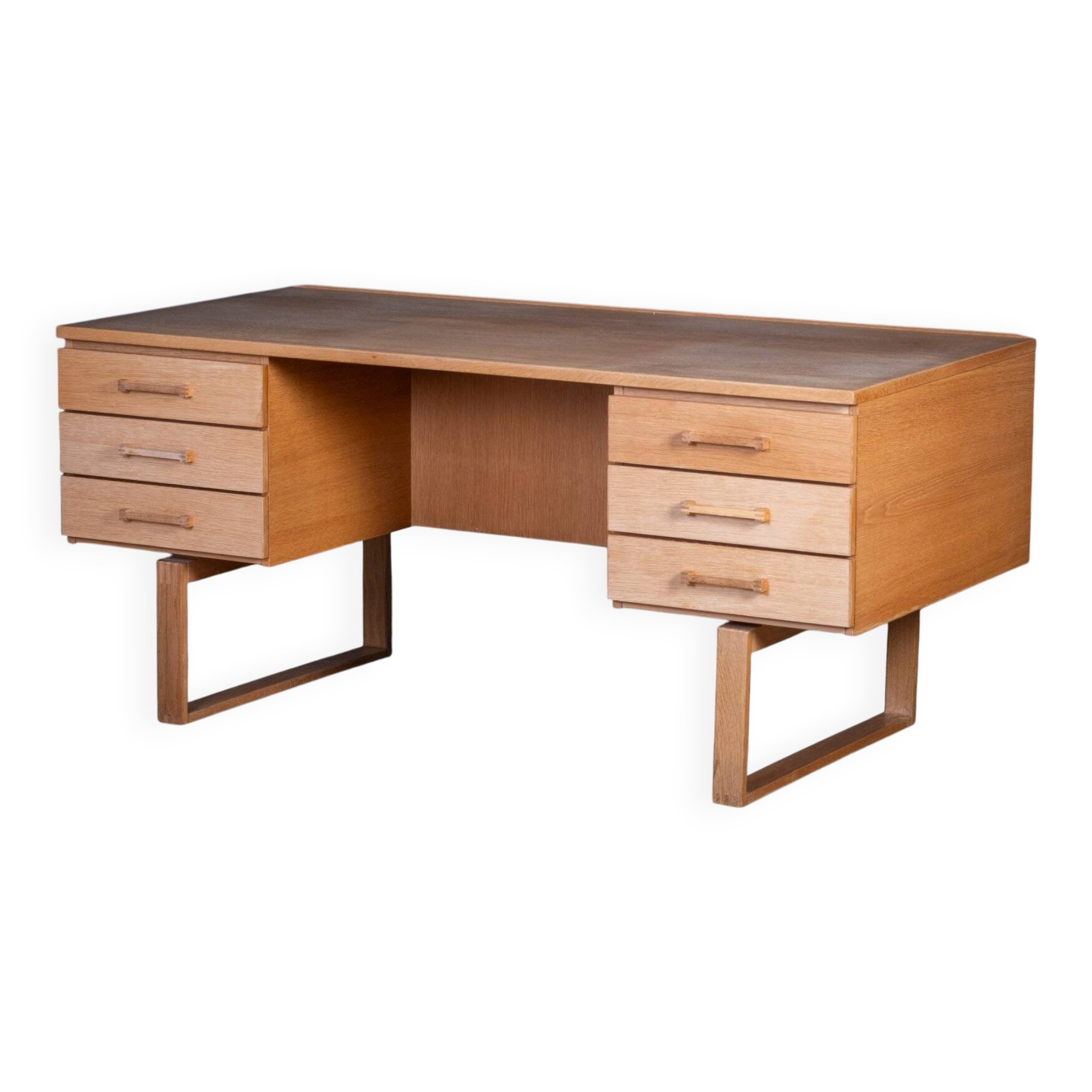 Vintage Oak Desk by Henning Jensen & Torben Valeur for Dyrlund, Denmark, 1960s