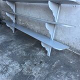 XL Antique French Wall Rack — Painted Grey Solid Wood, 3-Tier 249cm Industrial Farmhouse Shelf