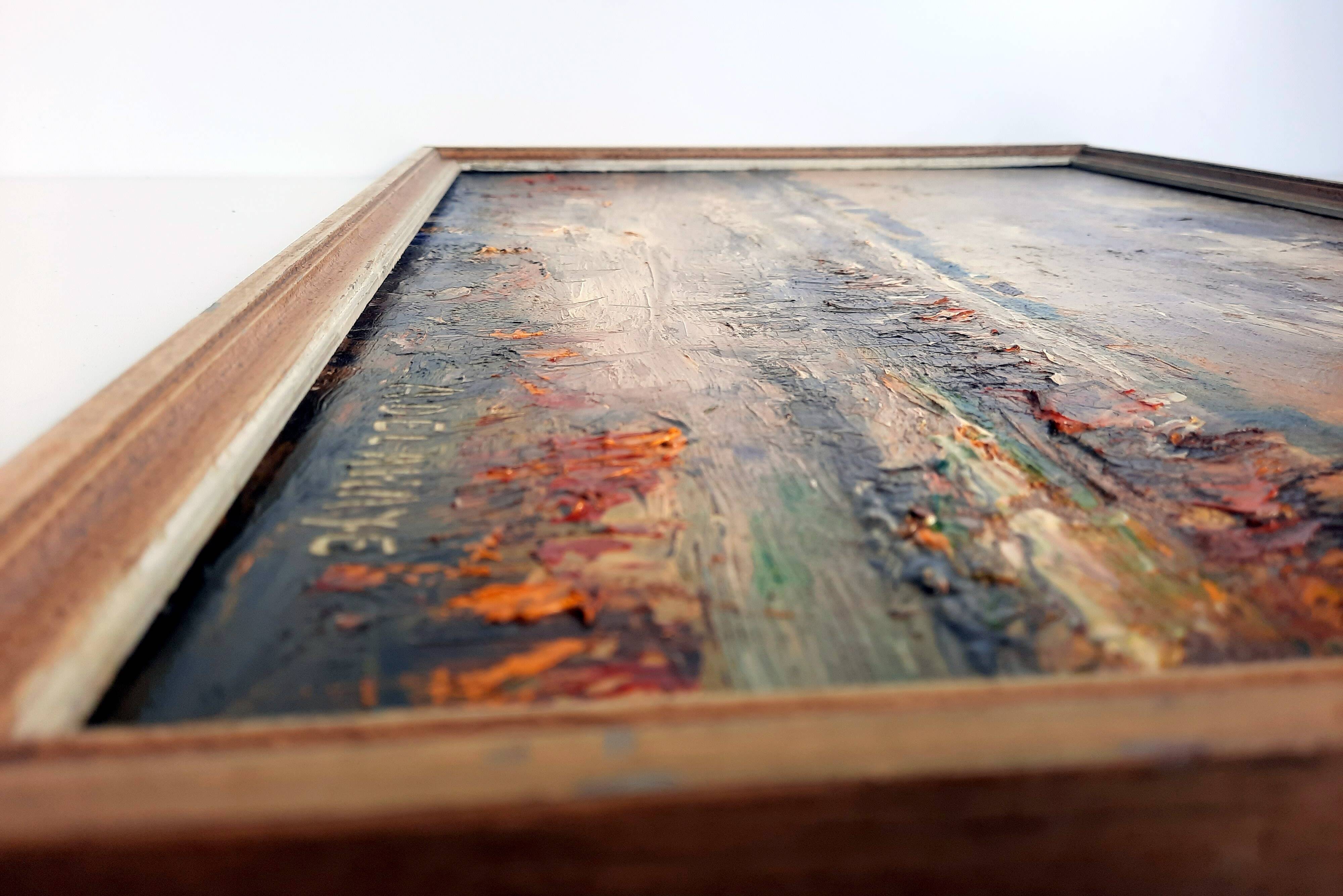 Oil painting on wood - A. Delahaye - Aspect of rural France - Hand signed and on the back - 1930