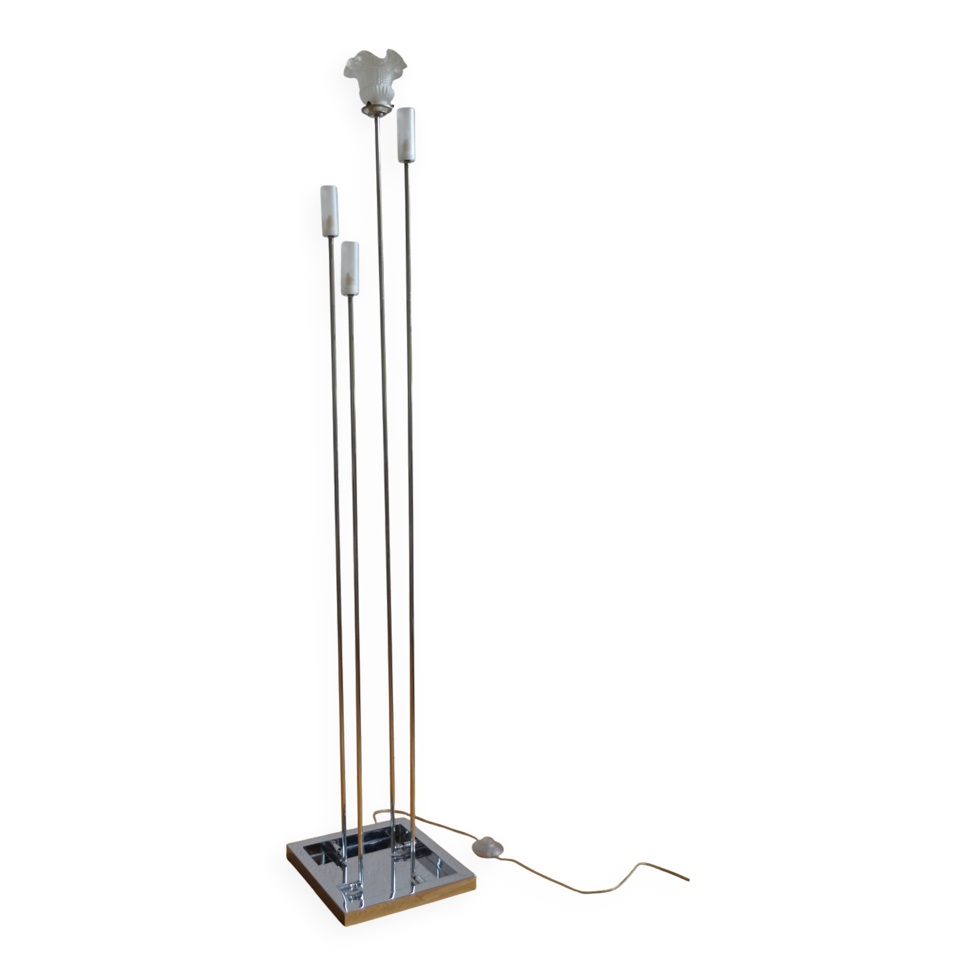Modernist metal and glass floor lamp