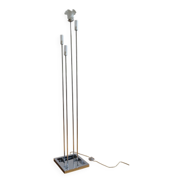 Modernist metal and glass floor lamp