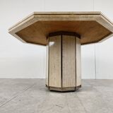 Travertine and Brass dining table, 1970s