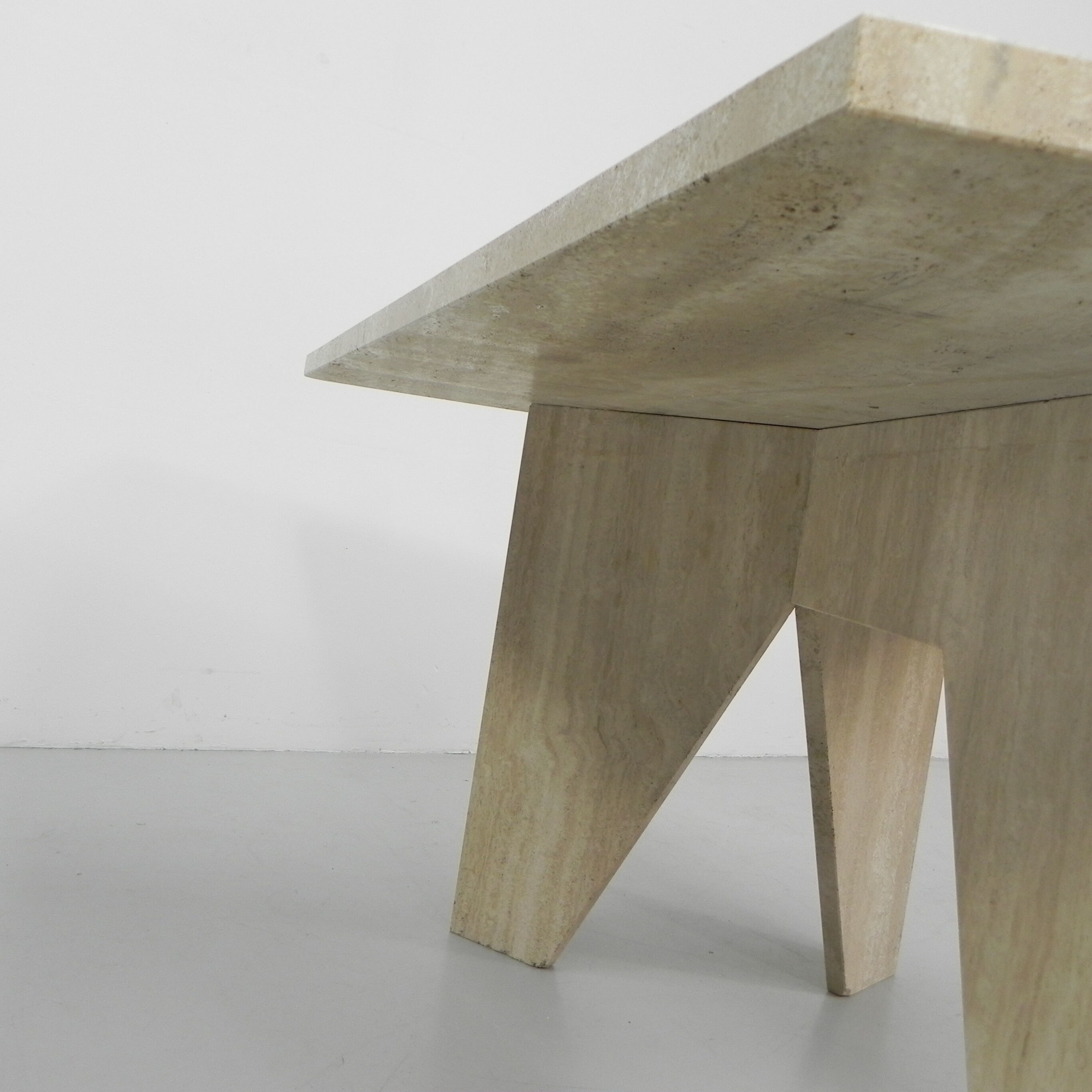Travertine dining table, 130 x 129 cm