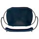Kitchen bar stool with a smoked black metal backrest and navy blue leather.