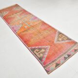 3x11 Shades Of Pink Antique Runner Rug, Handmade Runner Rug, 96x329Cm