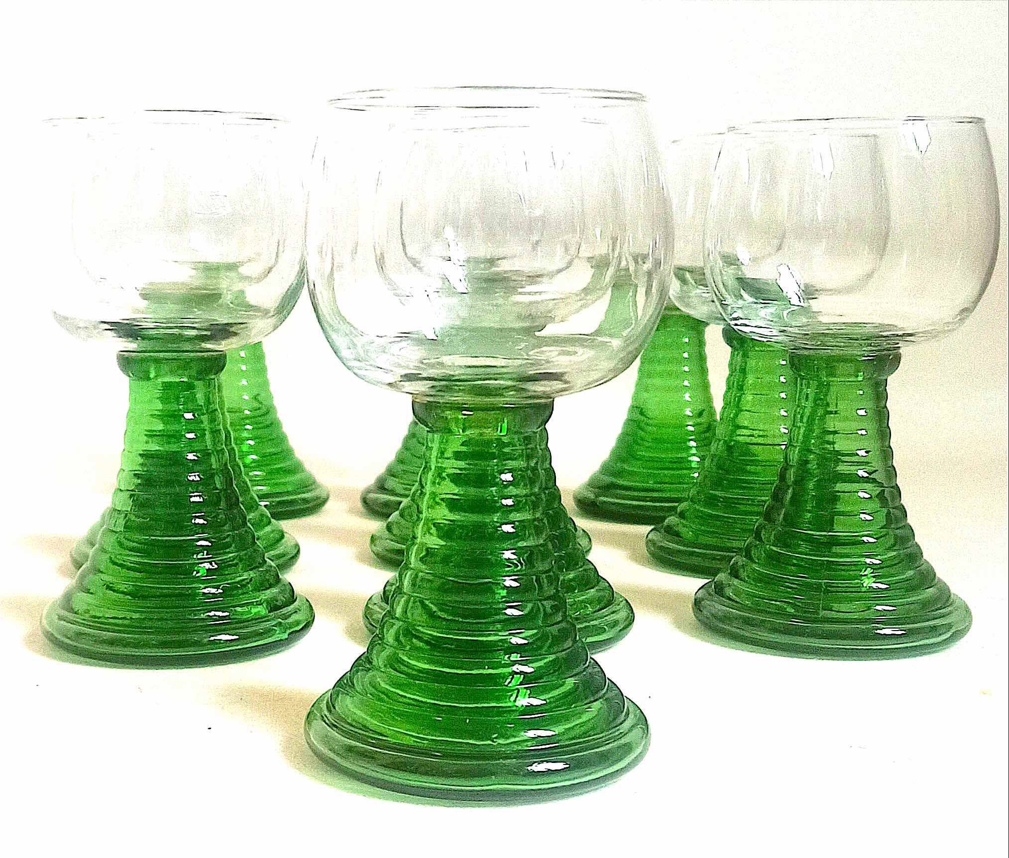 Set of 10 Alsatian Roemer glasses from the 1970s, height 16 cm.
