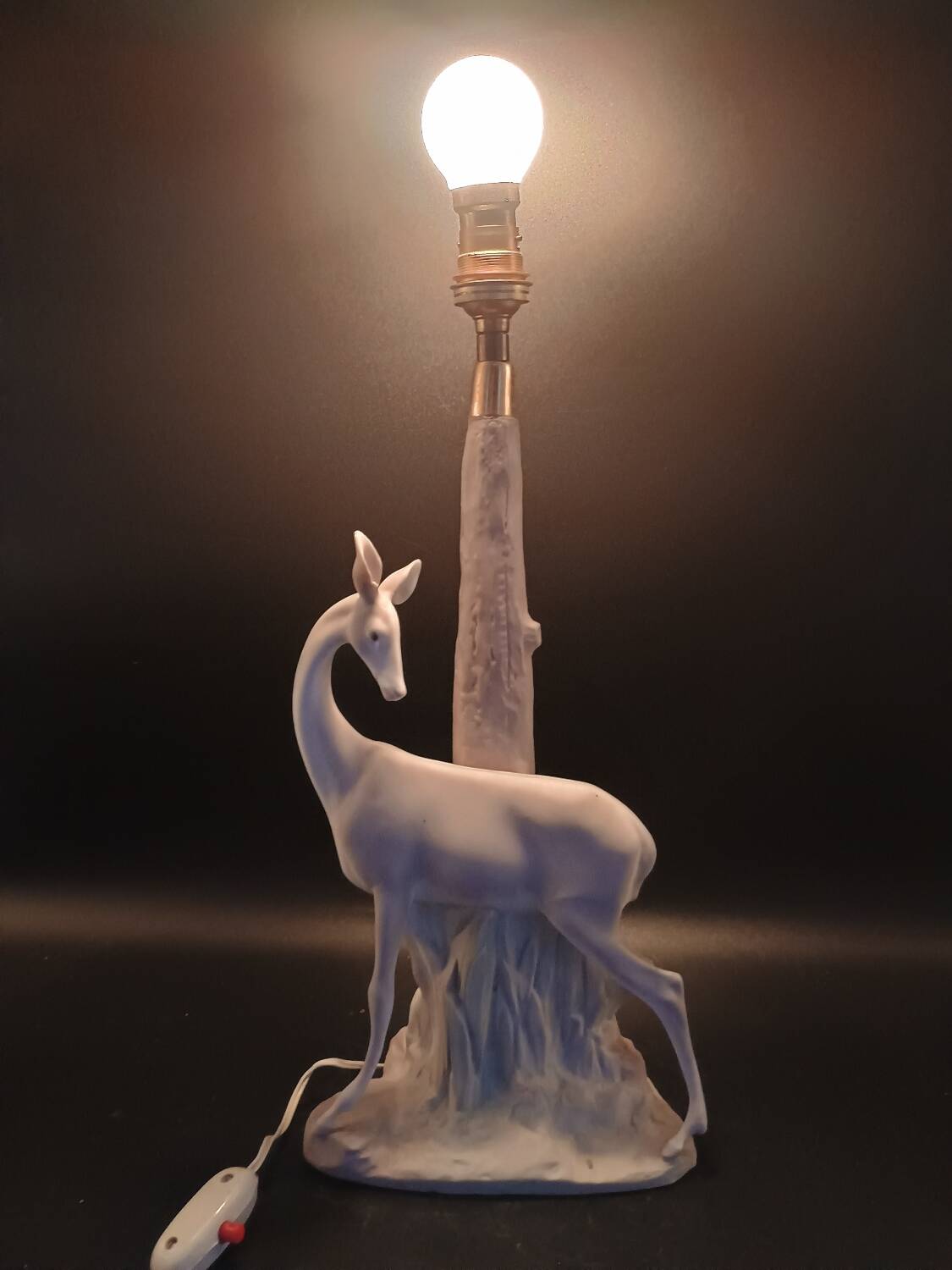 VERY RARE Biche LLADRO Spain Porcelain Table Lamp circa 1970