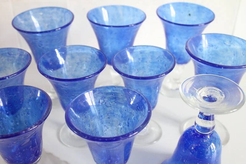Blue glass from the Biot glassworks Traditional line