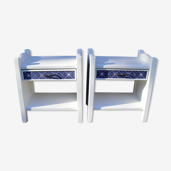 Pair of restyled white bedside tables
