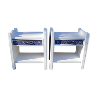 Pair of restyled white bedside tables