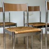 4 chrome and straw chairs