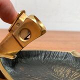 German brass ashtray with cigar cutter, 1950s.