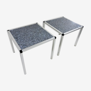 Ensemble de 2 tables d'appoint en granit, années 1970-80