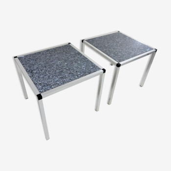 Set of 2 granite side tables, 1970-80’s