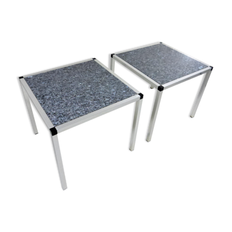 Set of 2 granite side tables, 1970-80’s