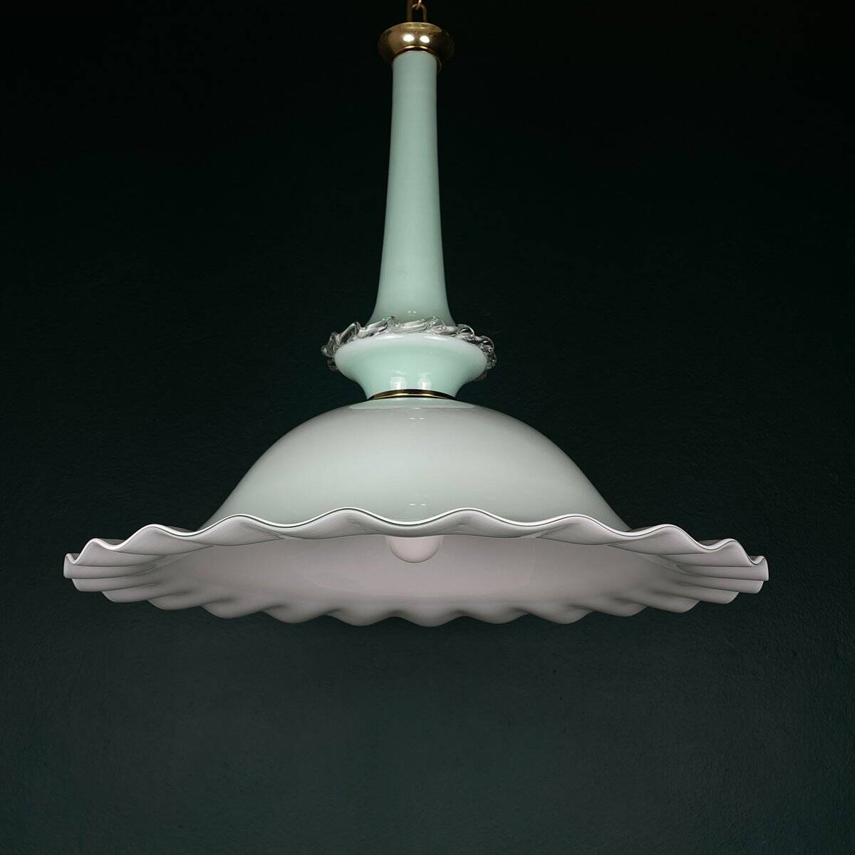 Vintage Murano glass pendant lamp attributed to Venini, Italy, 1970s.