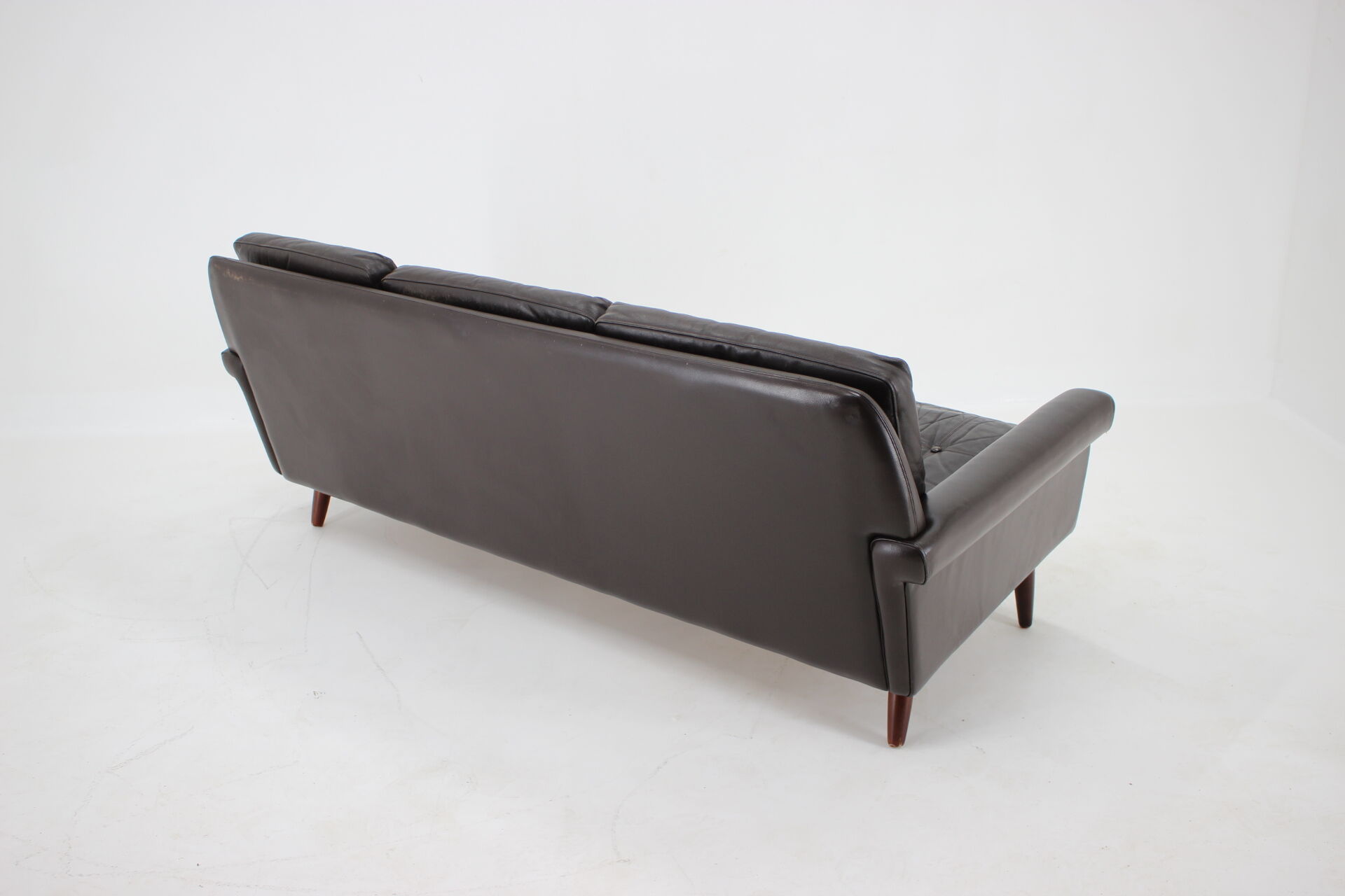 1970s Danish 3-seater sofa in dark brown leather