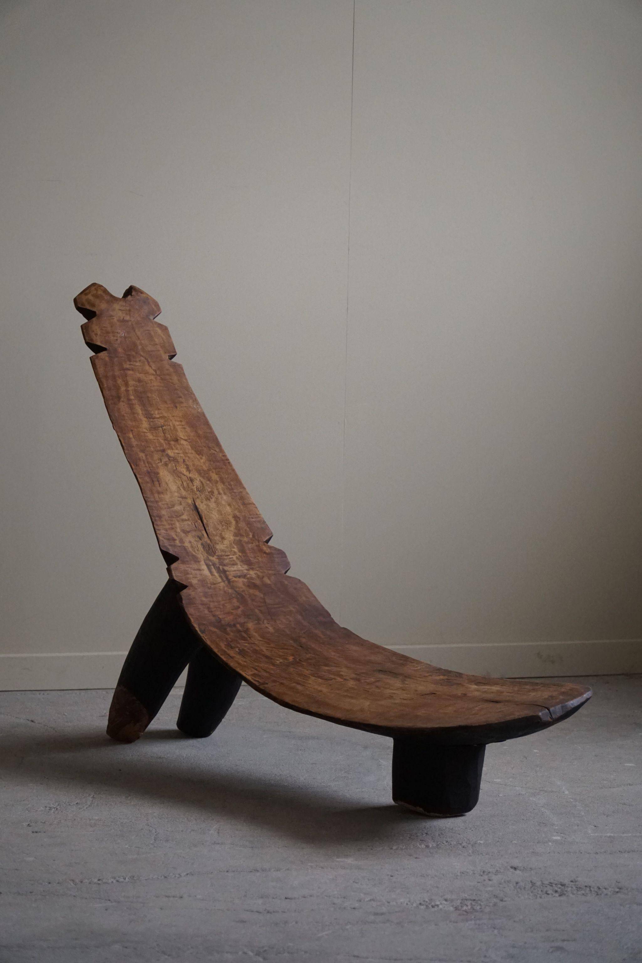 Rustic tribal Lobi chair from West Africa, Burkina Faso, Wabi Sabi, 1940s.