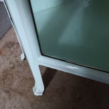 Painted metal ophthalmologist's corner display case, early 20th century