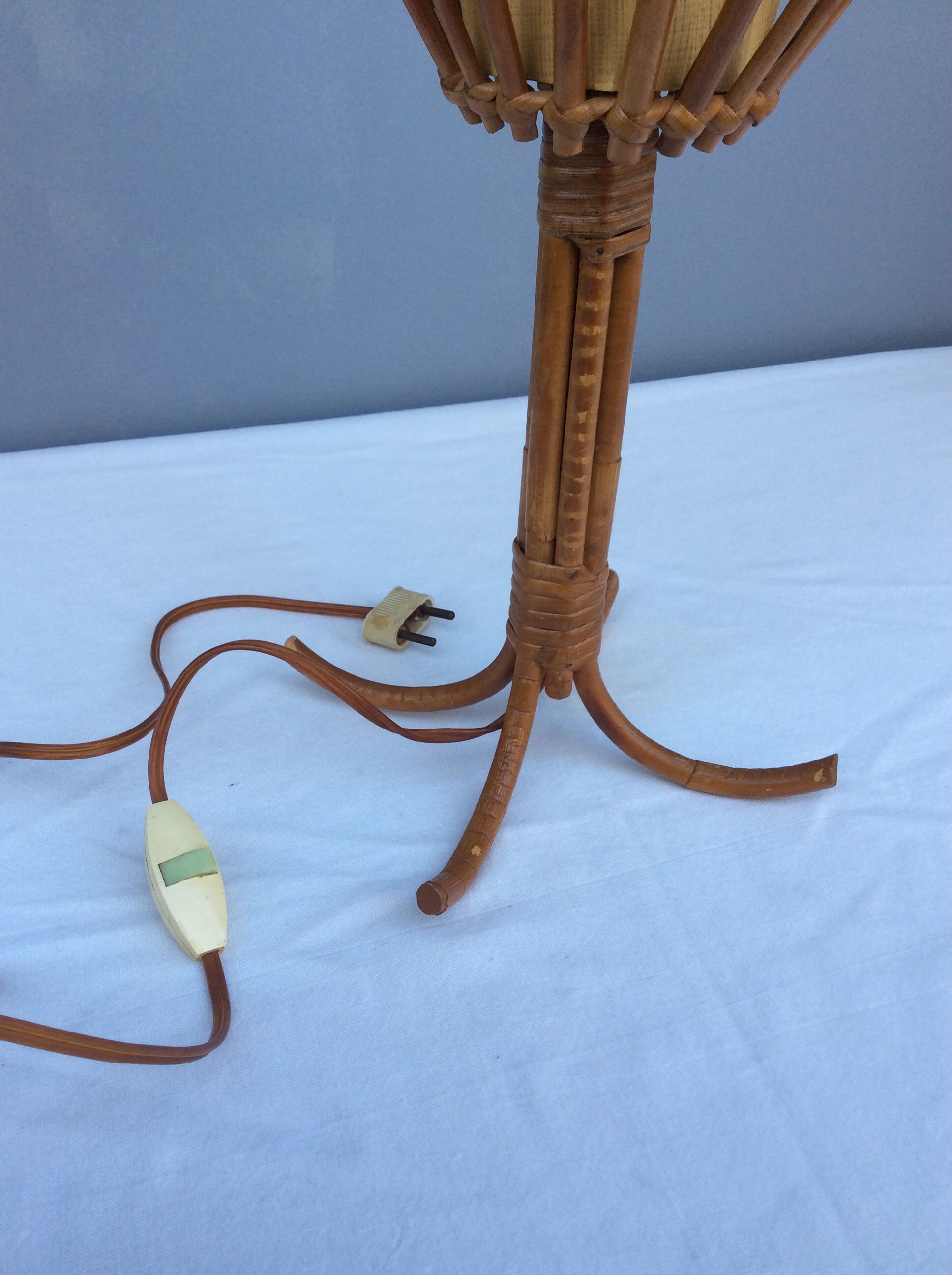 Rattan lamp by Louis Sognot, 1960s