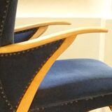 Pair of chairs Scandinavian wing stripes cocktail years 50 Blue