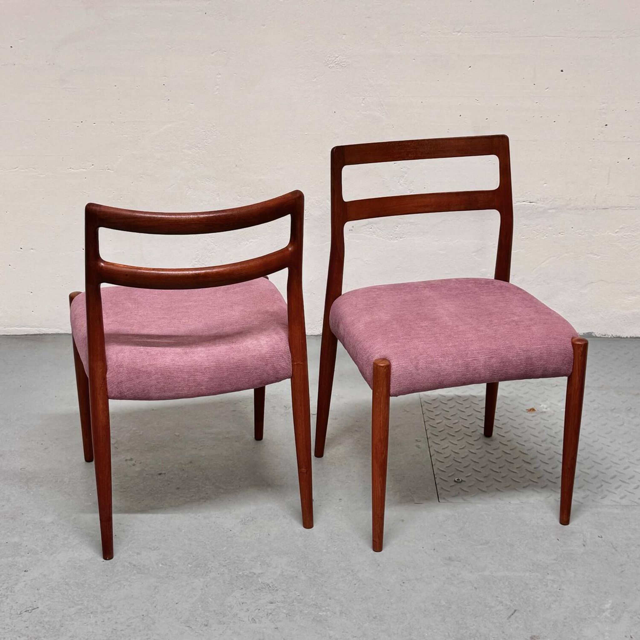 5x chaises de salle à manger en teck par johannes andersen pour uldum, années 1960