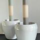 Pair of White Ceramic Candle Holders